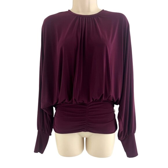Express Deep Purple Buttery-Soft Dolman Long Sleeves Blouson Top Shirt Size S/P - Picture 1 of 7